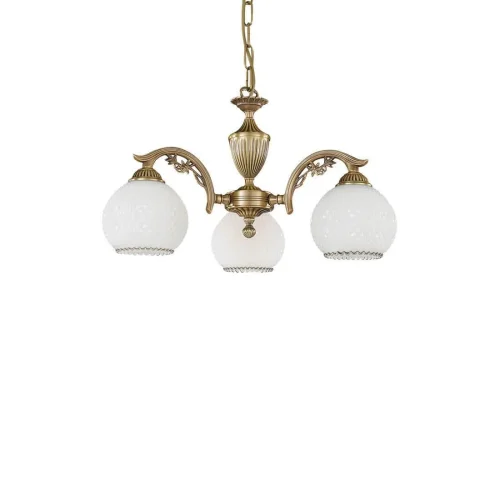 Люстра подвесная  L 8600/3 Reccagni Angelo белая на 3 лампы, основание античное бронза в стиле классический  фото 3